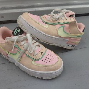 Nike Kids Air Force 1 Pink and Cream Sneakers